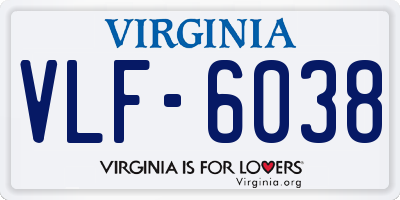 VA license plate VLF6038