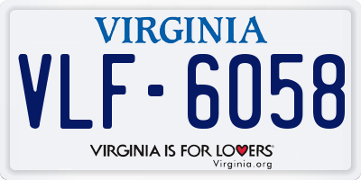 VA license plate VLF6058
