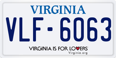 VA license plate VLF6063