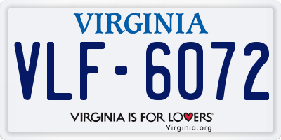 VA license plate VLF6072
