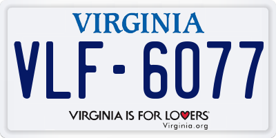 VA license plate VLF6077
