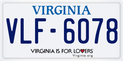VA license plate VLF6078