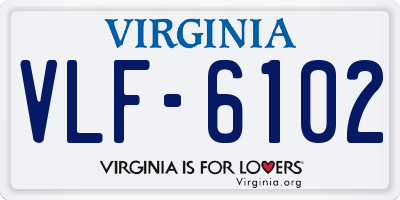 VA license plate VLF6102