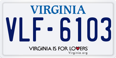 VA license plate VLF6103