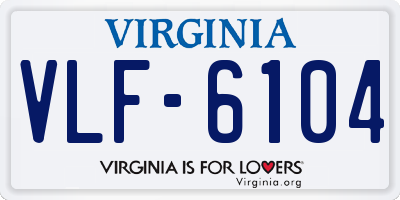 VA license plate VLF6104