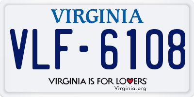 VA license plate VLF6108