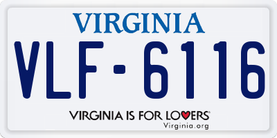 VA license plate VLF6116
