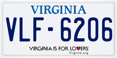 VA license plate VLF6206