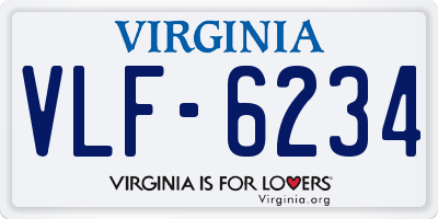 VA license plate VLF6234