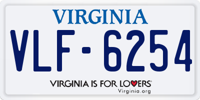 VA license plate VLF6254