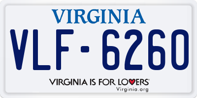 VA license plate VLF6260