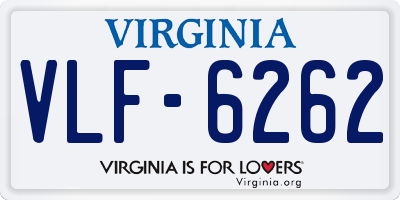 VA license plate VLF6262