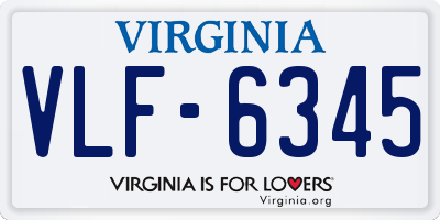 VA license plate VLF6345