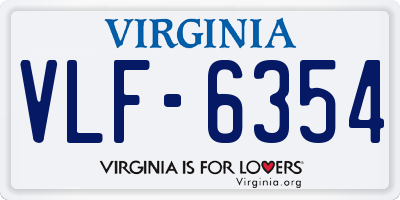 VA license plate VLF6354