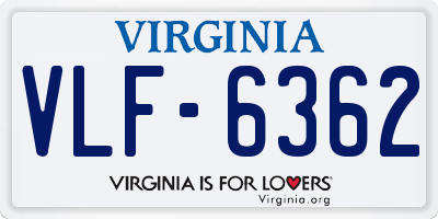 VA license plate VLF6362