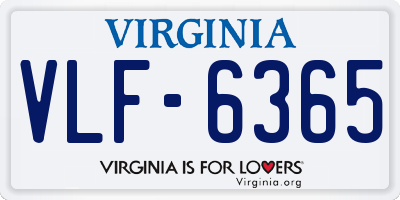 VA license plate VLF6365