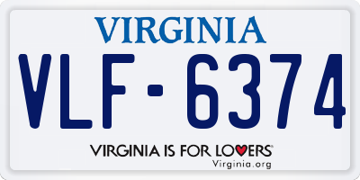 VA license plate VLF6374