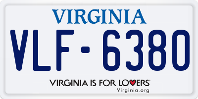 VA license plate VLF6380