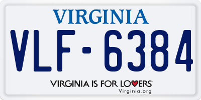 VA license plate VLF6384
