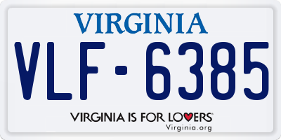VA license plate VLF6385