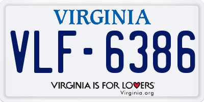 VA license plate VLF6386