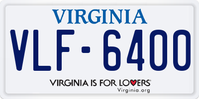VA license plate VLF6400