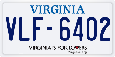VA license plate VLF6402