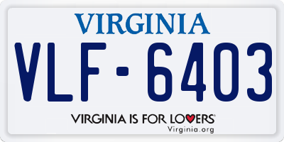 VA license plate VLF6403