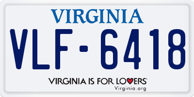 VA license plate VLF6418