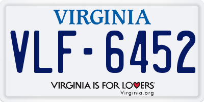 VA license plate VLF6452