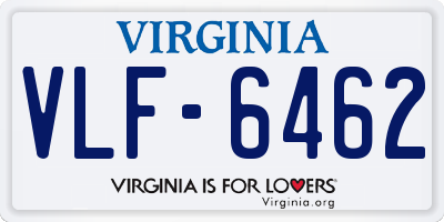 VA license plate VLF6462