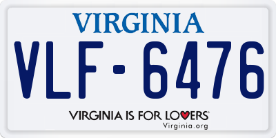 VA license plate VLF6476