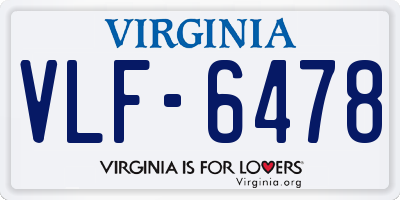 VA license plate VLF6478