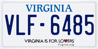 VA license plate VLF6485