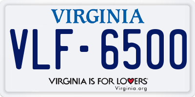 VA license plate VLF6500