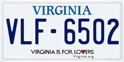 VA license plate VLF6502