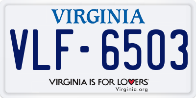VA license plate VLF6503