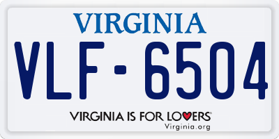 VA license plate VLF6504
