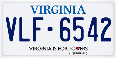 VA license plate VLF6542