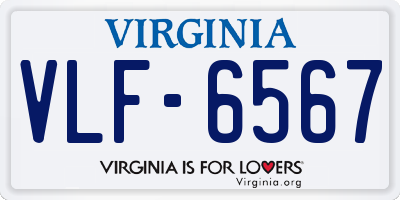 VA license plate VLF6567