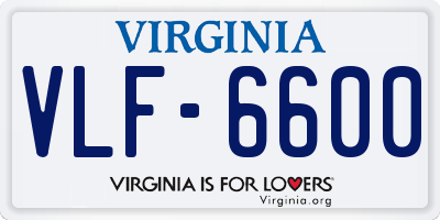 VA license plate VLF6600