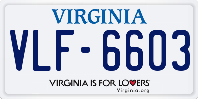 VA license plate VLF6603