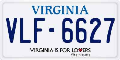 VA license plate VLF6627