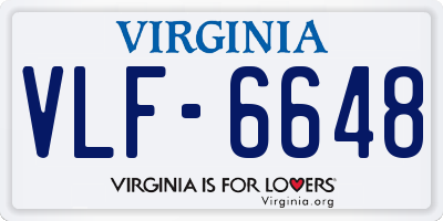 VA license plate VLF6648