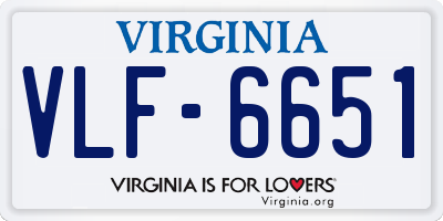VA license plate VLF6651