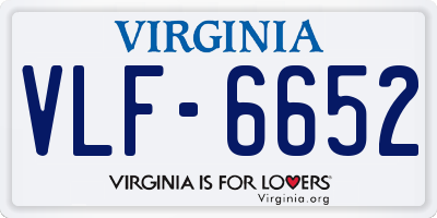 VA license plate VLF6652