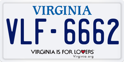 VA license plate VLF6662