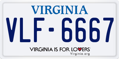 VA license plate VLF6667