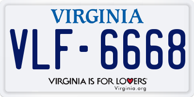 VA license plate VLF6668