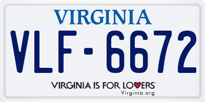 VA license plate VLF6672